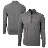 Cincinnati Reds Cutter & Buck Adapt Eco Knit Stretch Recycled Quarter-Zip Pullover Top - Heather Black