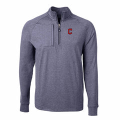 Cleveland Guardians Cutter & Buck Adapt Eco Knit Stretch Recycled Quarter-Zip Pullover Top - Heather Navy