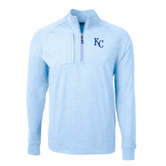 Kansas City Royals Cutter & Buck Adapt Eco Knit Stretch Recycled Quarter-Zip Pullover Top - Heather Light Blue