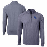 Kansas City Royals Cutter & Buck Adapt Eco Knit Stretch Recycled Quarter-Zip Pullover Top - Heather Navy