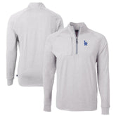 Los Angeles Dodgers Cutter & Buck Adapt Eco Knit Stretch Recycled Quarter-Zip Pullover Top - Heather Gray