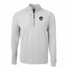 Milwaukee Brewers Cutter & Buck Adapt Eco Knit Stretch Recycled Quarter-Zip Pullover Top - Heather Gray