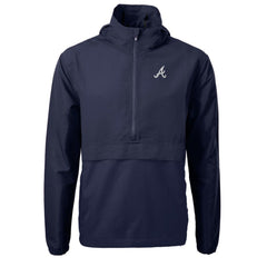 Atlanta Braves Cutter & Buck Charter Eco Recycled Half-Zip Anorak Jacket - Navy