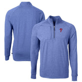 Philadelphia Phillies Cutter & Buck Adapt Eco Knit Stretch Recycled Quarter-Zip Pullover Top - Heather Royal