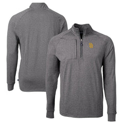 San Diego Padres Cutter & Buck Adapt Eco Knit Stretch Recycled Quarter-Zip Pullover Top - Heather Black