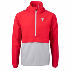 Philadelphia Phillies Cutter & Buck Charter Eco Recycled Half-Zip Anorak Jacket - Red/Gray