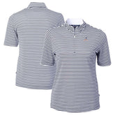 Atlanta Braves Cutter & Buck Women's Virtue Eco Pique Stripe Recycled Quarter-Zip Pullover Top - Navy