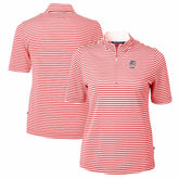 Detroit Tigers Cutter & Buck Women's Virtue Eco Pique Stripe Recycled Quarter-Zip Pullover Top - Red