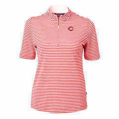 Cincinnati Reds Cutter & Buck Women's Virtue Eco Pique Stripe Top - Red