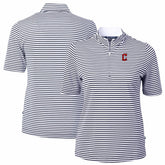 Cleveland Guardians Cutter & Buck Women's Virtue Eco Pique Stripe Top - Navy