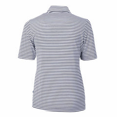 Cleveland Guardians Cutter & Buck Women's Virtue Eco Pique Stripe Top - Navy