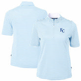 Kansas City Royals Cutter & Buck Women's Virtue Eco Pique Stripe Top - Powder Blue