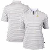 Pittsburgh Pirates Cutter & Buck Women's Virtue Eco Pique Stripe Top - Gray