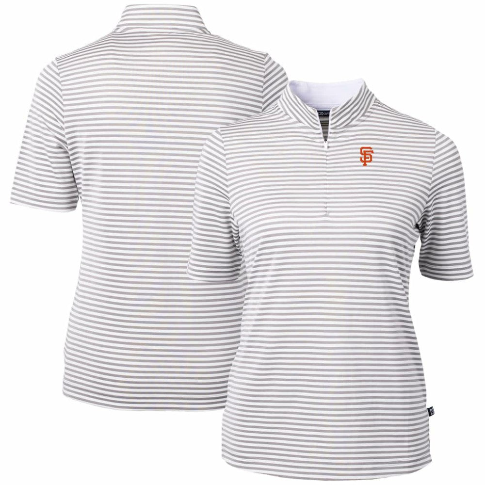 San Francisco Giants Cutter & Buck Women's Virtue Eco Pique Stripe Top - Gray