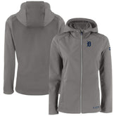 Detroit Tigers Cutter & Buck Women's Evoke Eco Softshell Recycled Full-Zip Jacket - Gray