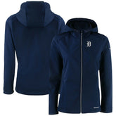 Detroit Tigers Cutter & Buck Women's Evoke Eco Softshell Recycled Full-Zip Jacket - Navy