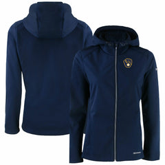 Milwaukee Brewers Cutter & Buck Women's Evoke Eco Softshell Recycled Full-Zip Jacket - Navy