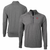 Cincinnati Reds Cutter & Buck Big & Tall Adapt Eco Knit Stretch Recycled Quarter-Zip Pullover Top - Heather Black