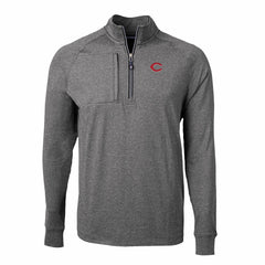Cincinnati Reds Cutter & Buck Big & Tall Adapt Eco Knit Stretch Recycled Quarter-Zip Pullover Top - Heather Black