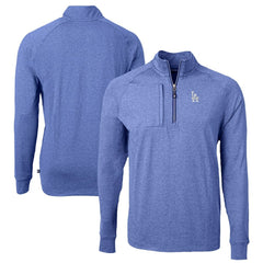 Los Angeles Dodgers Cutter & Buck Big & Tall Adapt Eco Knit Stretch Recycled Quarter-Zip Pullover Top - Heather Royal