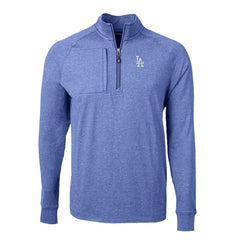 Los Angeles Dodgers Cutter & Buck Big & Tall Adapt Eco Knit Stretch Recycled Quarter-Zip Pullover Top - Heather Royal