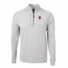 New York Mets Cutter & Buck Big & Tall Adapt Eco Knit Stretch Recycled Quarter-Zip Pullover Top - Heather Gray