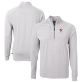 Philadelphia Phillies Cutter & Buck Big & Tall Adapt Eco Knit Stretch Recycled Quarter-Zip Pullover Top - Heather Gray