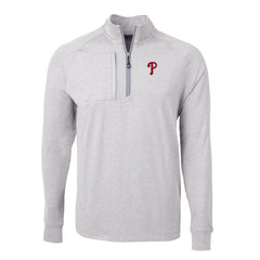 Philadelphia Phillies Cutter & Buck Big & Tall Adapt Eco Knit Stretch Recycled Quarter-Zip Pullover Top - Heather Gray