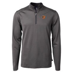 Baltimore Orioles Cutter & Buck Virtue Eco Pique Micro Stripe Big & Tall Recycled Quarter-Zip Pullover Top - Black/Gray
