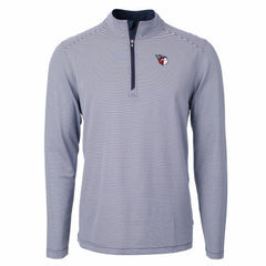 Cleveland Guardians Cutter & Buck Virtue Eco Pique Micro Stripe Big & Tall Recycled Quarter-Zip Pullover Top - Navy/White