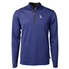 Los Angeles Dodgers Cutter & Buck Virtue Eco Pique Micro Stripe Big & Tall Recycled Quarter-Zip Pullover Top - Royal/Black