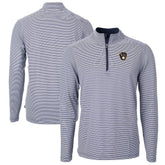 Milwaukee Brewers Cutter & Buck Virtue Eco Pique Micro Stripe Big & Tall Recycled Quarter-Zip Pullover Top - Navy/White