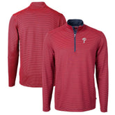 Philadelphia Phillies Cutter & Buck Virtue Eco Pique Micro Stripe Big & Tall Recycled Quarter-Zip Pullover Top - Red/Navy