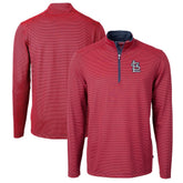 St. Louis Cardinals Cutter & Buck Virtue Eco Pique Micro Stripe Big & Tall Recycled Quarter-Zip Pullover Top - Red/Navy