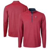 Texas Rangers Cutter & Buck Virtue Eco Pique Micro Stripe Big & Tall Recycled Quarter-Zip Pullover Top - Red/Navy
