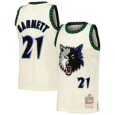 Kevin Garnett Minnesota Timberwolves Chainstitch Swingman Jersey - Cream | Mitchell & Ness sale
