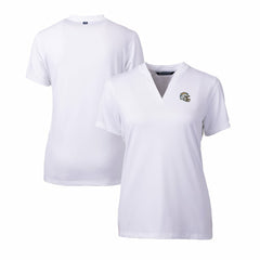 Los Angeles Chargers Cutter & Buck Women's Helmet Logo DryTec Forge Stretch V-Neck Blade Top - White for sale