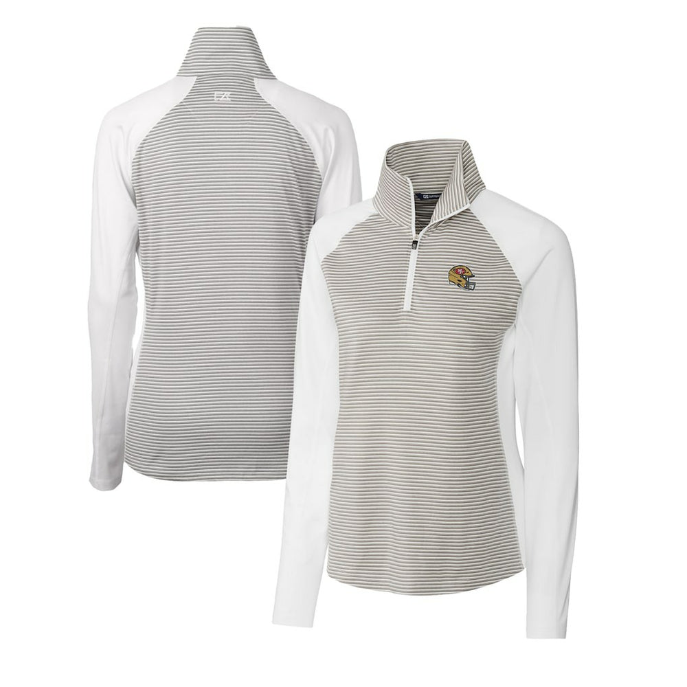 San Francisco 49ers Cutter & Buck Women's Helmet Logo DryTec Forge Tonal Stripe Stretch Half-Zip Top - White cheap