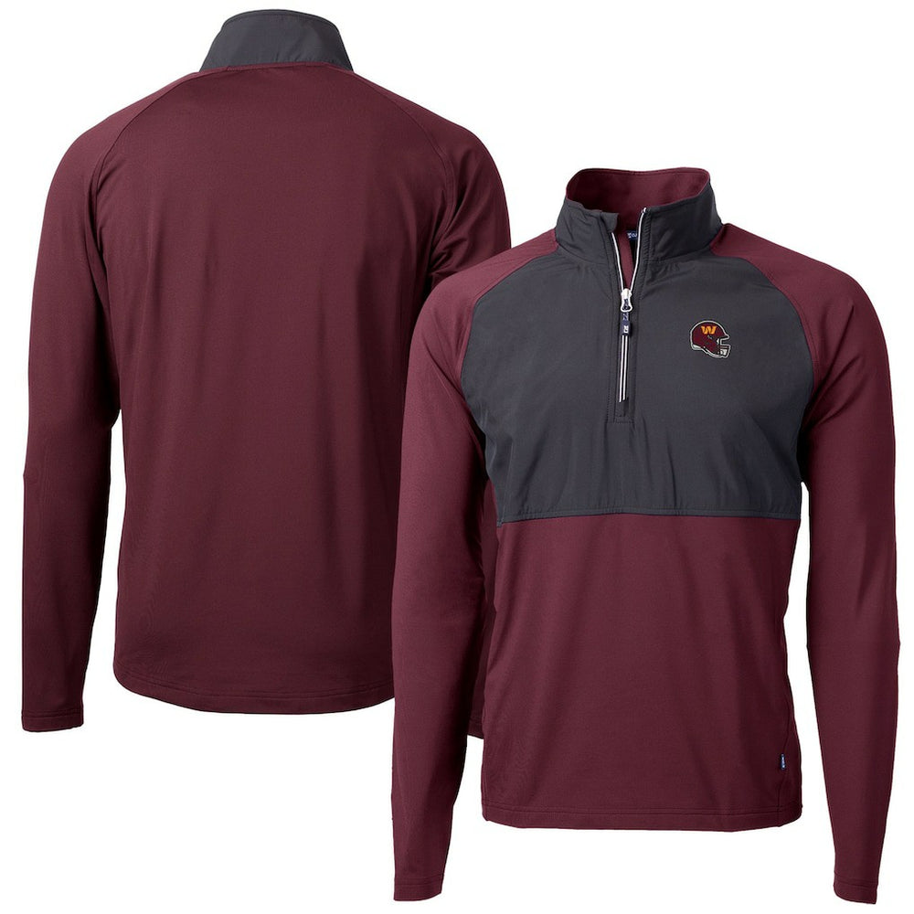 Washington Commanders Cutter & Buck Helmet Adapt Eco Knit Hybrid Recycled Quarter-Zip Pullover Top - Burgundy for sale