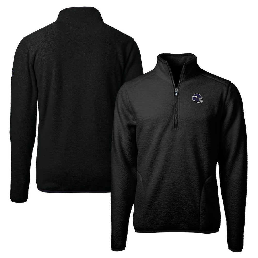 Minnesota Vikings Cutter & Buck Helmet Cascade Eco Sherpa Fleece Quarter-Zip Pullover Jacket - Black outlet