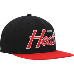 Miami Heat Hardwood Classics MVP Team Script 2.0 Snapback Hat - Black | Mitchell & Ness outlet