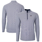 Chicago Cubs Cutter & Buck Americana Logo Virtue Eco Pique Stripe Recycled Quarter-Zip Pullover Top - Navy