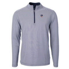Chicago Cubs Cutter & Buck Americana Logo Virtue Eco Pique Stripe Recycled Quarter-Zip Pullover Top - Navy