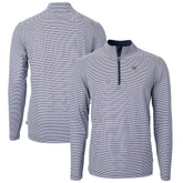 New York Yankees Cutter & Buck Americana Logo Virtue Eco Pique Stripe Recycled Quarter-Zip Pullover Top - Navy