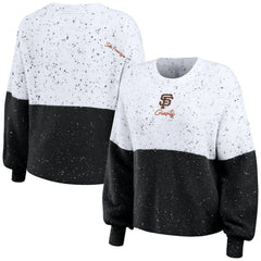 San Francisco Giants WEAR by Erin Andrews Women's Color Block Script Pullover Sweater - White/Black