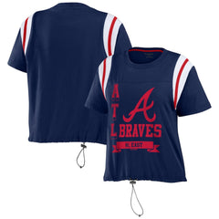 Atlanta Braves WEAR by Erin Andrews Women's Cinched Colorblock T-Shirt - Navy