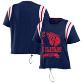 Cleveland Guardians WEAR by Erin Andrews Women's Cinched Colorblock T-Shirt - Navy