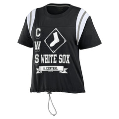 Chicago White Sox WEAR by Erin Andrews Women's Cinched Colorblock T-Shirt - Black