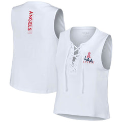 Los Angeles Angels WEAR by Erin Andrews Women's Lace-Up Tank Top - White
