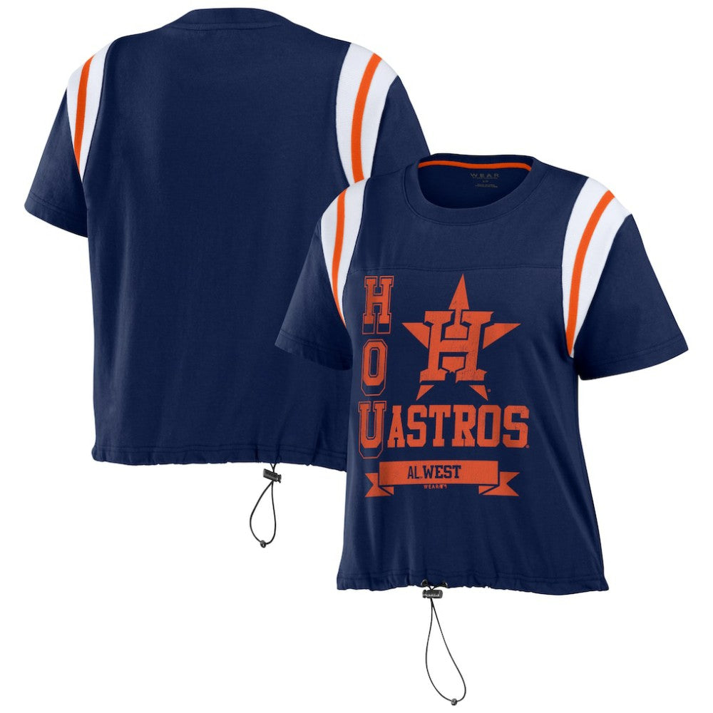 Houston Astros WEAR by Erin Andrews Women's Cinched Colorblock T-Shirt - Navy